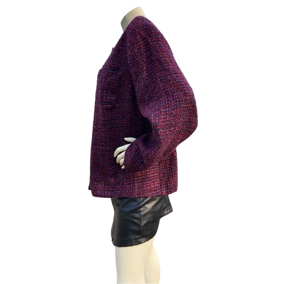 TALBOTS Muticolor Magenta, Burgundy, Purple, Wool Blend Tweed Plus Blazer, 20W - Picture 12 of 16
